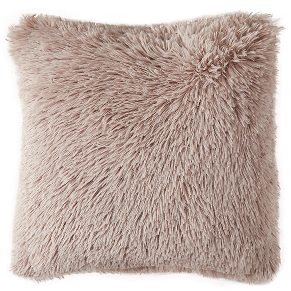 Luxurious Faux Furs Throw Pillow Case Soft Fuzzy Square-khaki