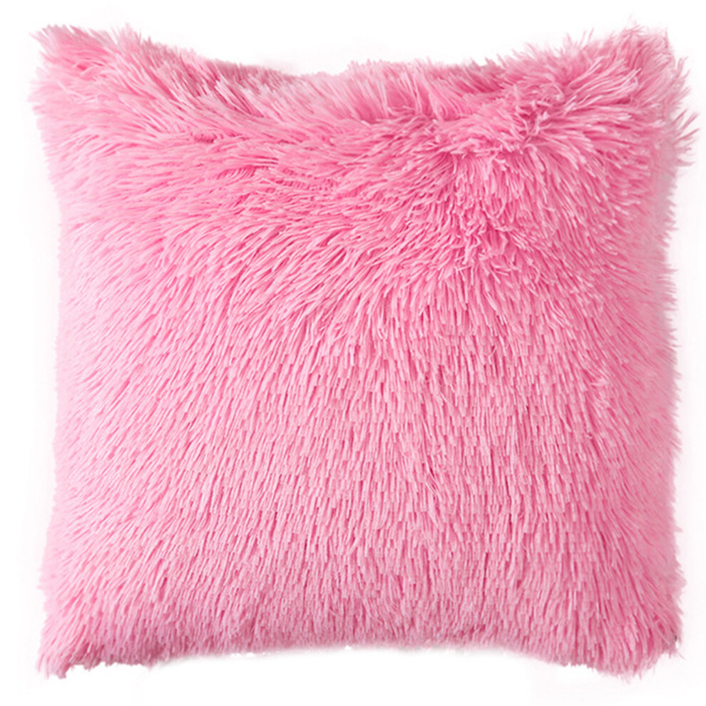 Faux Furs Soft Pillow Case Removable Washable Design Plush- Pink