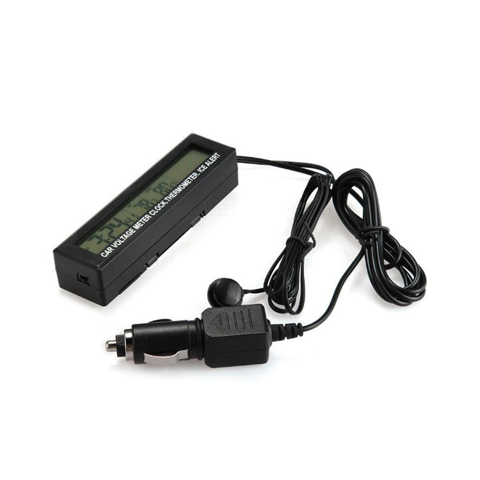 3 In1 Digital Car Thermometer Voltmeter Auto Indoor Outdoor Temperature Voltage Meter Alarm Clock Backlight Orange 4711358811113