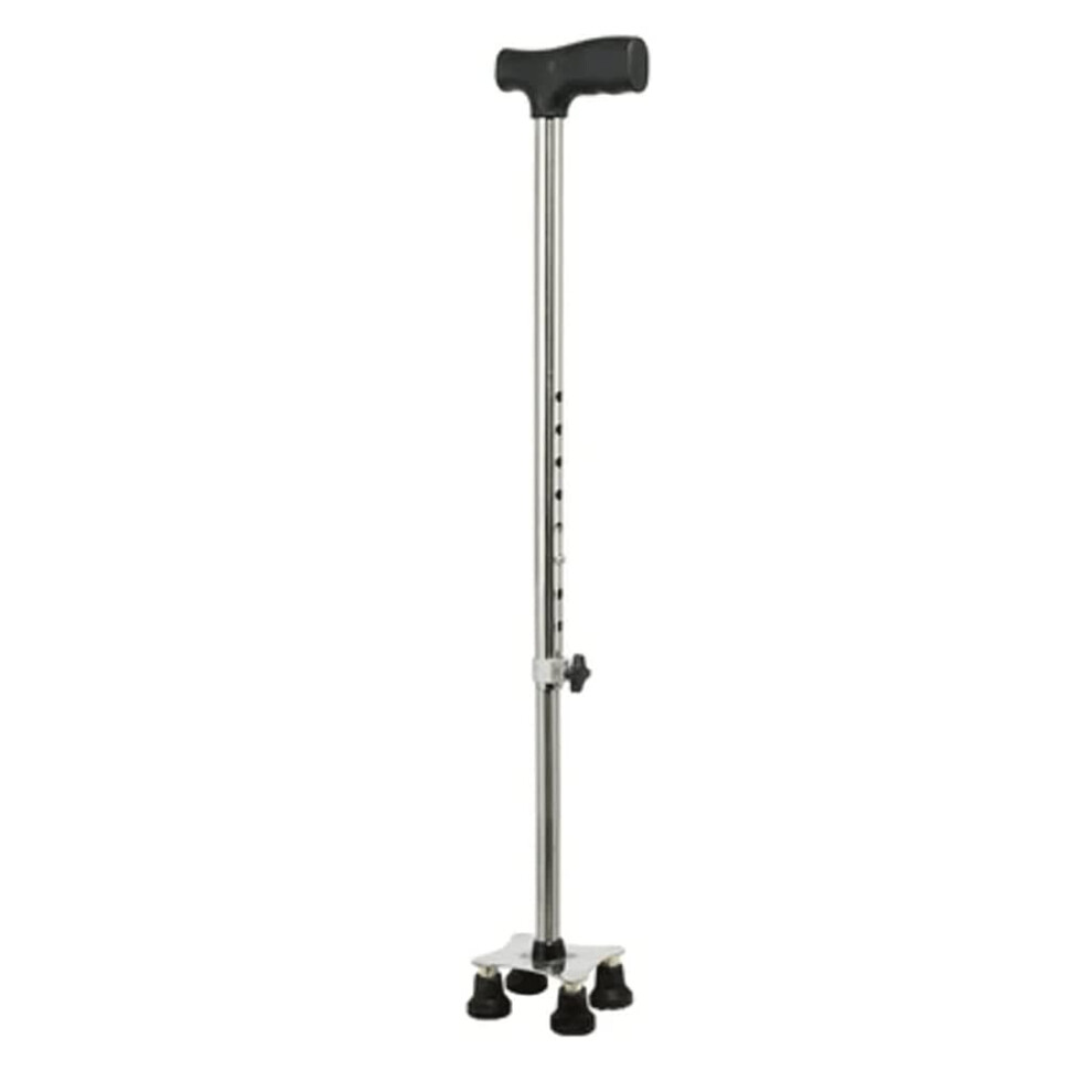 Adjustable Quad Walking Cane for Seniors with Extra Stable NonSlip Base and Comfort Grip Handle