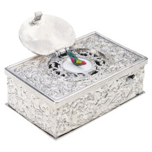 Antique Alloy Singing Bird Ornament With Angel Embossed-silver