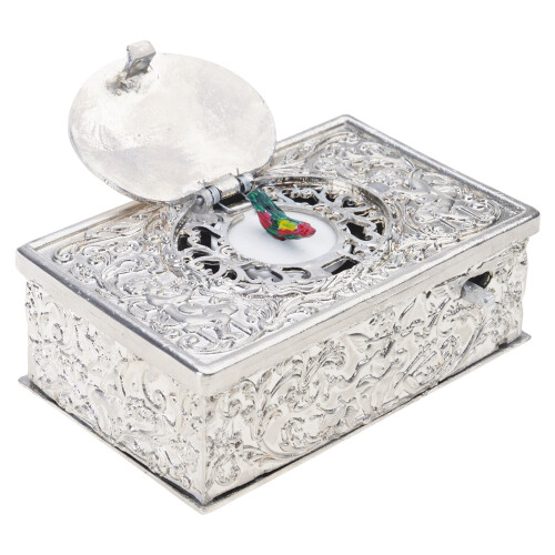 Antique Alloy Singing Bird Ornament With Angel Embossed-silver