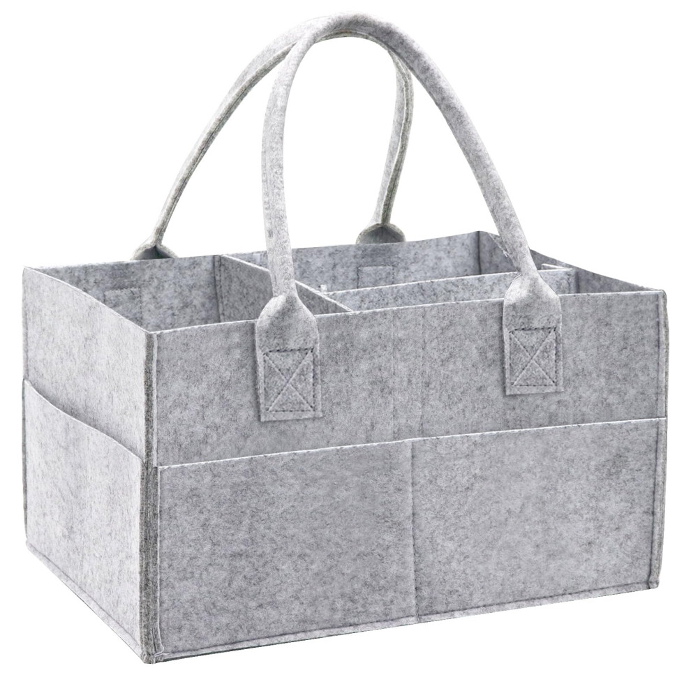 Felt Baby Diaper Caddy Nursery Storage Organizer Wipes Bag Nappy Container Grey