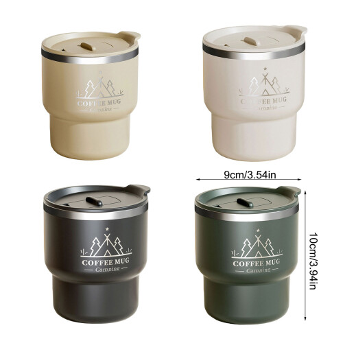 Stainless Steel Coffee Drinkware With Sealed Lid For-Black 2