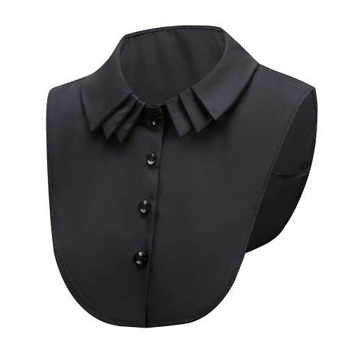 Layered Faux Collar Chiffon Removeable Collar Decorative-Black