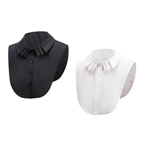 Layered Faux Collar Chiffon Removeable Collar Decorative-Black 1