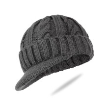 Bonnet d'hiver en tricot pour hommes, bonnets-Gris foncé