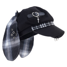Béret gothique à longues oreilles, chapeau de-noir et blanc