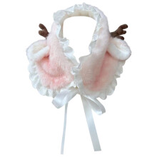 Winter Elk Patterned Warm Neck Wrap Scarf Headscarf-Pink