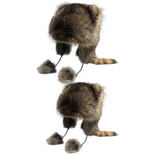 Oversized Raccoon Hat with Ear-primary color Large and medium.