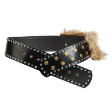 Punk Rock Waistband With Metal Studs Practical PU Leather-Black