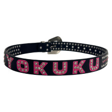 Adjustable Waist Strap With Glittering Letter Accent-Black