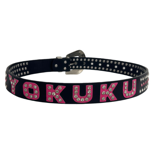 Adjustable Waist Strap With Glittering Letter Accent-Black