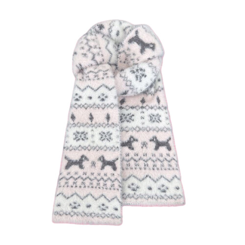 Cache-cou léger à imprimé animal d'hiver, accessoire-Chiot rose