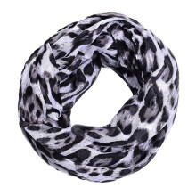 Soft Leopard Print Neckerchief Voile Neck Scarf-White