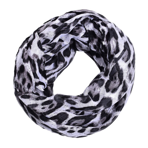 Soft Leopard Print Neckerchief Voile Neck Scarf-White