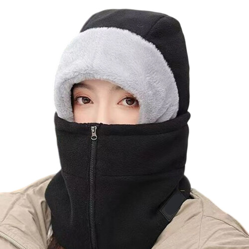 Extreme Cold Weather Neck Gaiter Hat Windproof EarFlaps-Black