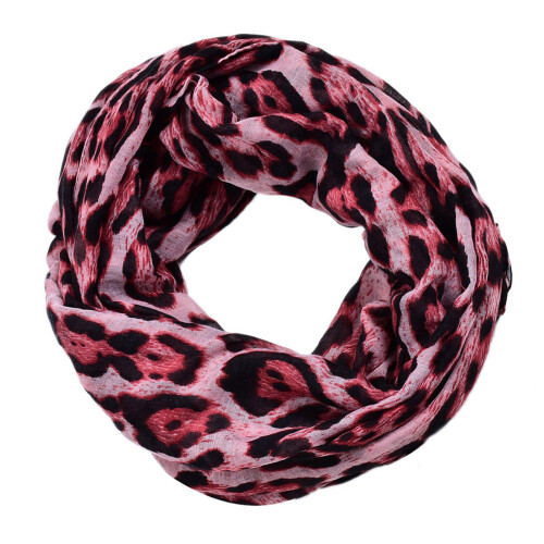 Leopard Print Scarf Head Wrap Soft Breathable Voile Shawl-Red