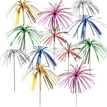 Creative Charms, 200 unidades de palitos decorativos multicoloridos para coquetéis, toppers de cupcake com fogos de artifício, 20 cm, palitos de