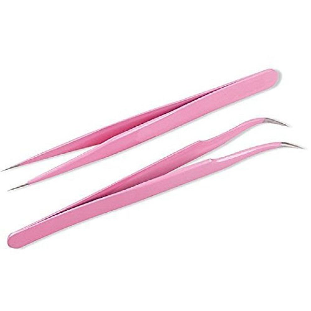 Eyelash Grafting Essential, Anti-Static Stainless Steel Tweezers For Precision Electronics, Features Straight And Curved Tips For Delicate Handling