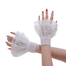 Elegante kanten getrimde mouwmanchetten voor nagels-Wit