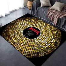 Drum Carpet Shock Absorbing Round 120X160 Cm Gold Sound Proof Drum Mat Compatible With Electronic And Jazz Drums