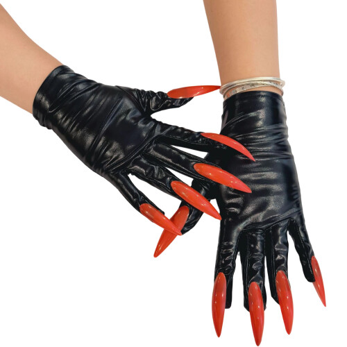 Gants de spectacles de danse à la mode, en- bras rouge noir