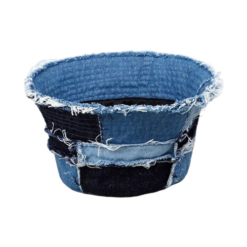 Foldable Fishing Hat Unique Patchwork Family Size Distressed for