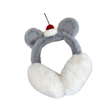 Cache-oreilles ours cerise pour femmes et enfants, bandeau-Gris