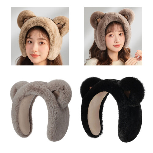 Cache-oreilles en peluche et chaud pour les activités de-Noir 2