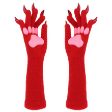 Cosplay Anime Cats Paws Mittens Breathable-Red clawed pads