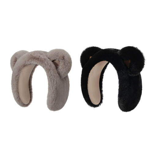 Cache-oreilles en peluche et chaud pour les activités de-Noir 1
