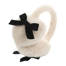 Cache-oreilles isolés en peluche, nœuds décoratifs,-Beige