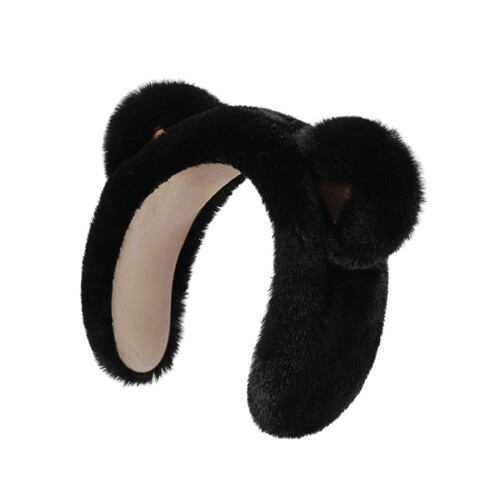 Cache-oreilles en peluche et chaud pour les activités de-Noir