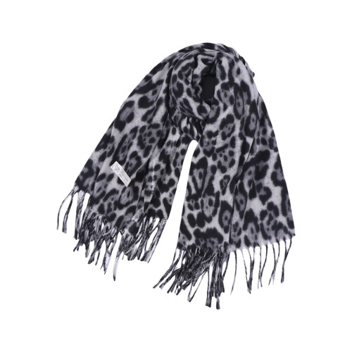 Écharpe d'hiver chaude au Design léopard,-Imprimé léopard gris