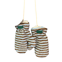 Gants en peluche à rayures du Nouvel An avec-Gants bleus