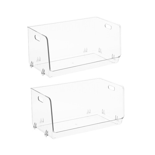 Living And Home 2pcs Stackable Transparent Desktop Storage Boxes Multifunctional Organiser 1