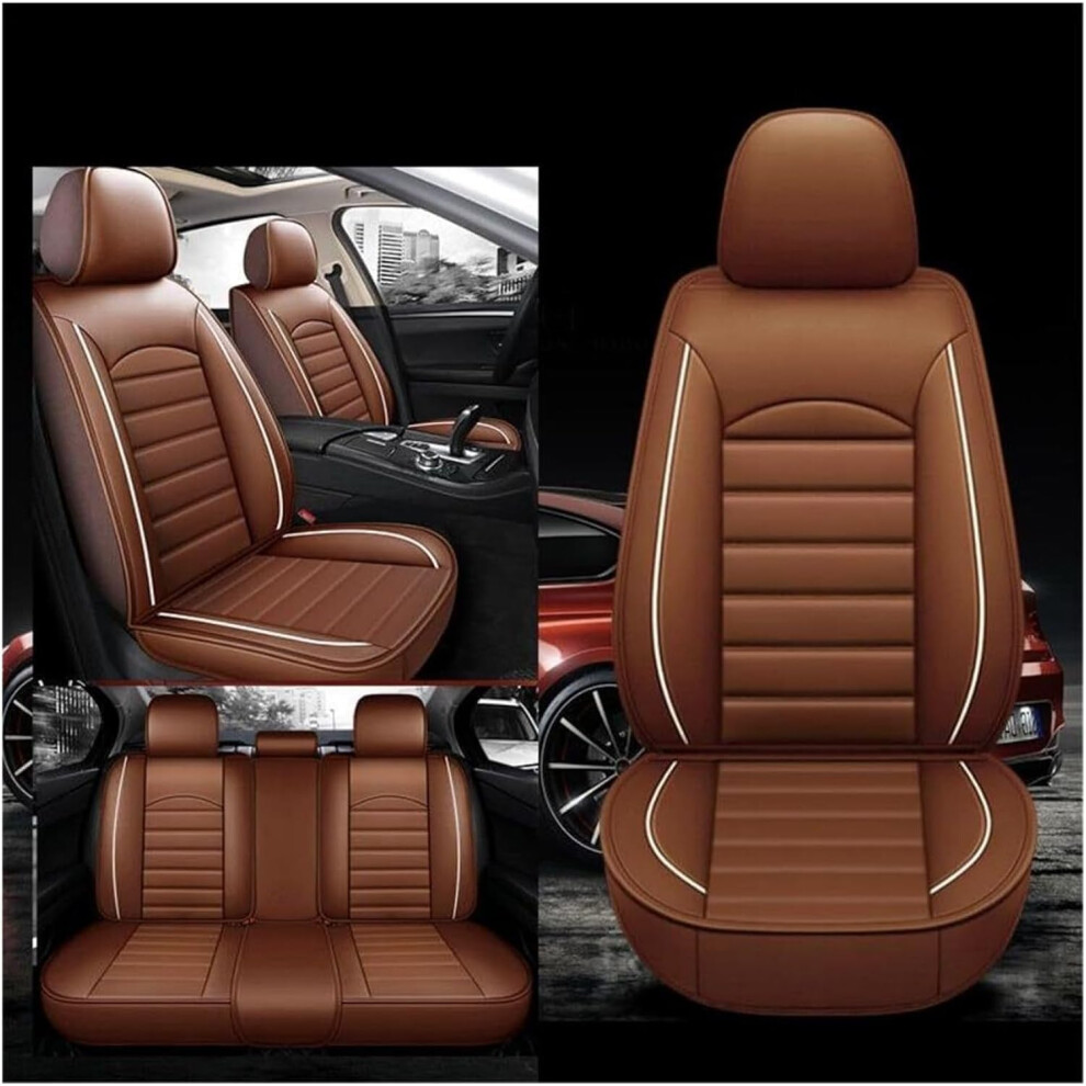 Universal Waterproof Leather Car Seat Covers Set For Dodge Journey Ram 1500 Suvs Trucks Brown 9189345264009