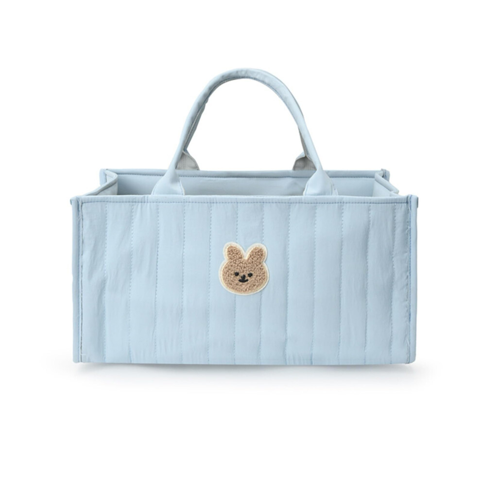 Nappy Caddy For Newborn Nursery Storage With Detachable Compartments, Washable Felt Baby Diaper Organizer, Blue