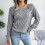 Damen Kabelstrickpullover mit Langarm, Rundhalsausschnitt, lockere Passform, grau, Größe S 4