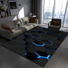 Gaming Chair Mat Rug NonSlip Desk Floor Protector 80x120cm Black Easy To Clean 3D Neon Lines Print