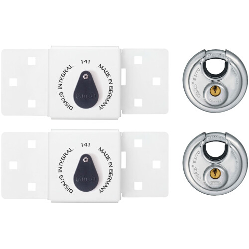 Abus ABUS - 141/200 Diskus Integral Van Lock White & 26/70mm Diskus Padlock Twin Pack