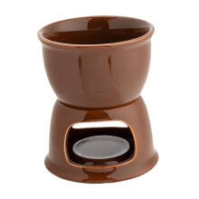 Chocolate Fondue Pot Tea Light Porcelain Melting Pot for Parties Anniversary Brown Durable Ceramic