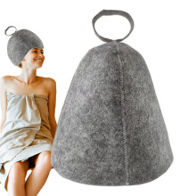 Felt Sauna Hat with Heat Insulation and Water Absorption for Steam Bath and Spa – Grey