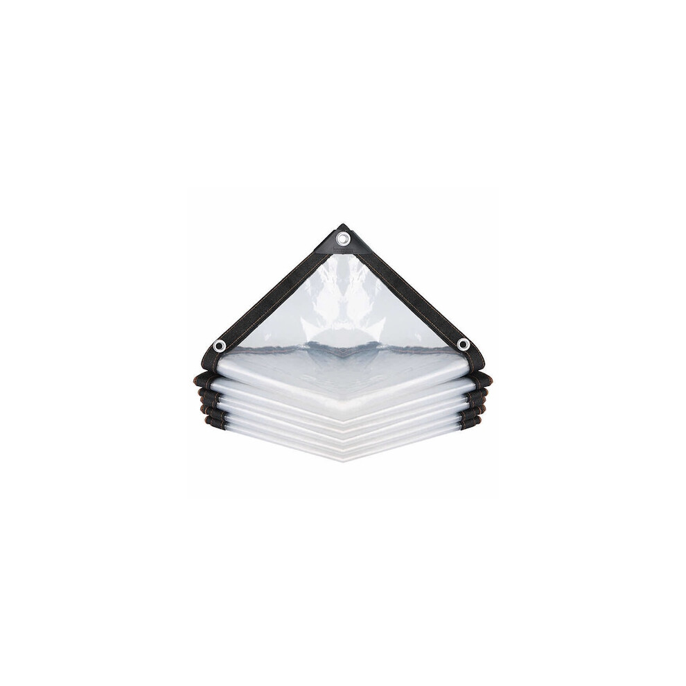 Robust Clear Tarpaulin Cover For Balcony, Heavy-Duty Water Resistant Material With Grommet, 200X200cm Transparent Polyethylene Aluminium, Windproof An 9148971204704