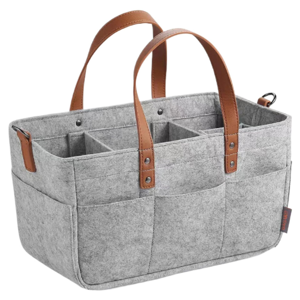 Baby Diaper Caddy Portable Diaper Caddy Organizer Foldable Nursery Caddy Felt Bag Grey