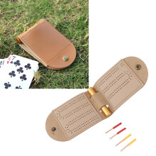 Portable PU Leather Crib Game Board with 4 Pegs - Compact Foldable Travel Track