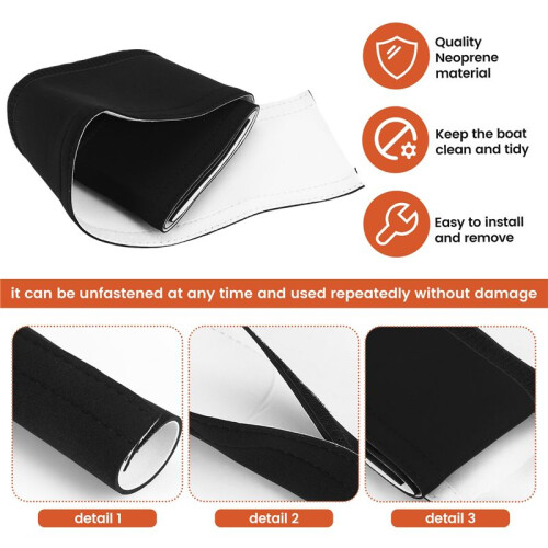 Manga de Pesca de Neoprene, Manga Organizadora de Cabos/Fios de Motor de Pesca - Preto/Branco (1 Pacote), 60 Polegadas 2