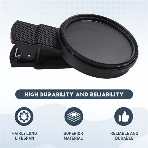 Universal 52MM Clip- ND 2-400 Adjustable Density Filter Phone Polarizer Lens Accessories 1