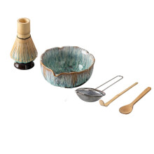 Petal Matcha Set 8 Pcs Glazed Matcha Kit with Matcha Bowl Whisk Spouted Tools Handcrafted Ceremony Luxury Gift Box